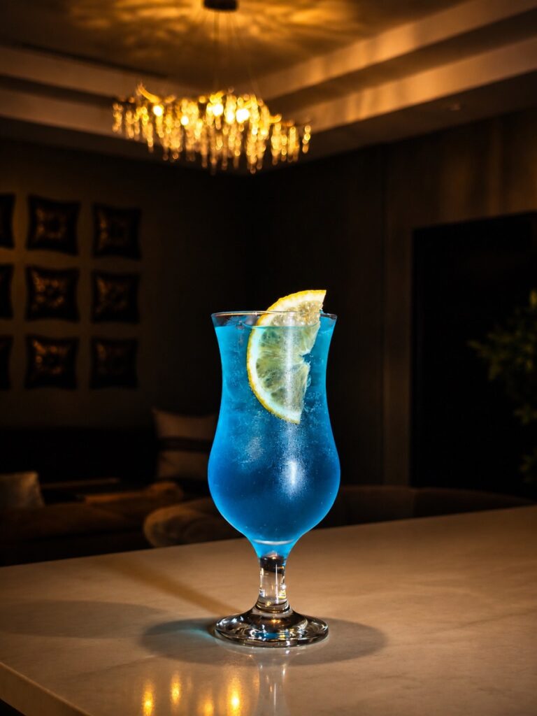 Blue Lagoon cocktail at The Ivy Steakhouse